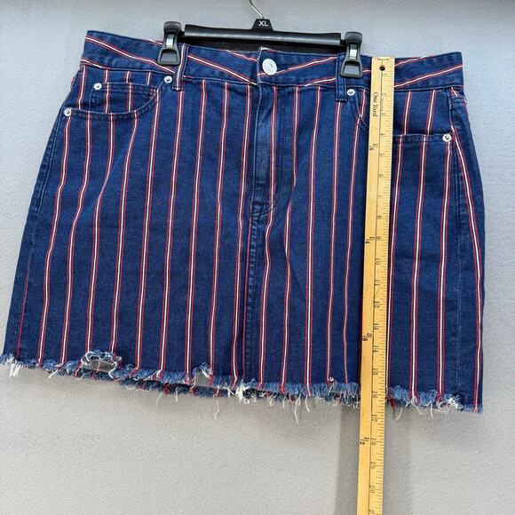 American Eagle Denim Mini Skirt Women's 16R Blue Red White Super Stretch - Picture 11 of 12